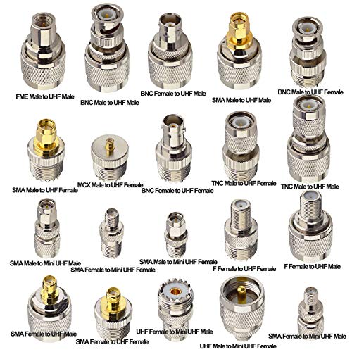 onelinkmore 20 Type Set UHF PL259 SO239 Mini UHF Adapter Kits UHF to SMA BNC MCX FME F TNC Mini UHF RF Coaxial Adapter Male Female Coax UHF VHF HF Radios Adapter Connector Kit … - Image 2