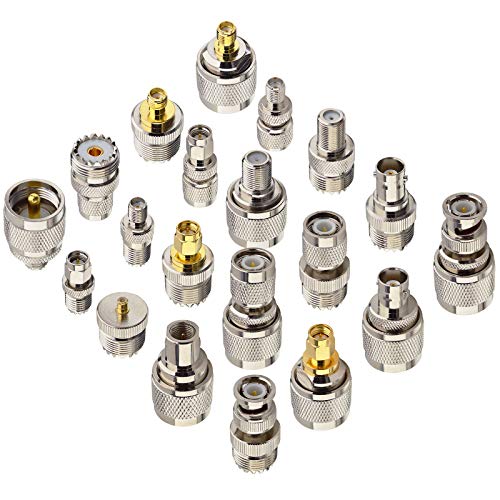 onelinkmore 20 Type Set UHF PL259 SO239 Mini UHF Adapter Kits UHF to SMA BNC MCX FME F TNC Mini UHF RF Coaxial Adapter Male Female Coax UHF VHF HF Radios Adapter Connector Kit … - Image 1