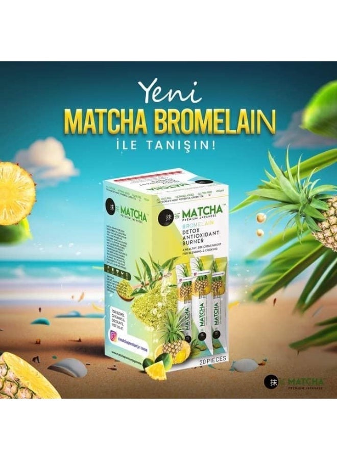 MATCHA Premium Japanese Matcha Green Tea with Pineapple & Bromelain – Antioxidant Individual Sachets, 20 Sticks - Image 3