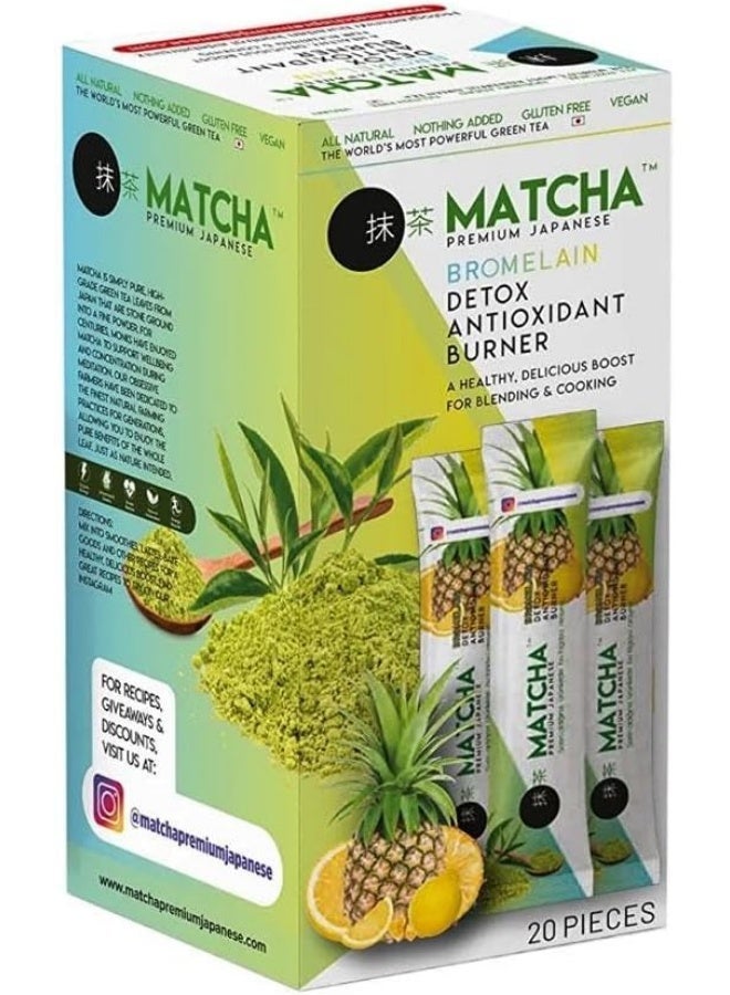 MATCHA Premium Japanese Matcha Green Tea with Pineapple & Bromelain – Antioxidant Individual Sachets, 20 Sticks - Image 1