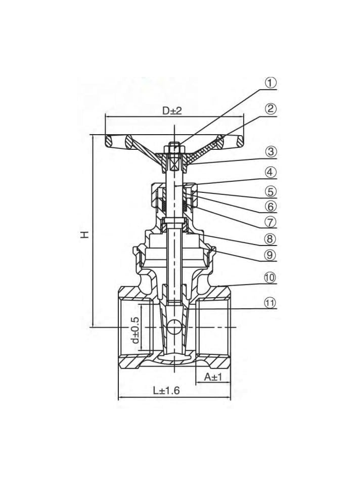 واتس صمام البوابة البرونزي PN20 2 بوصة (واط) - Image 2
