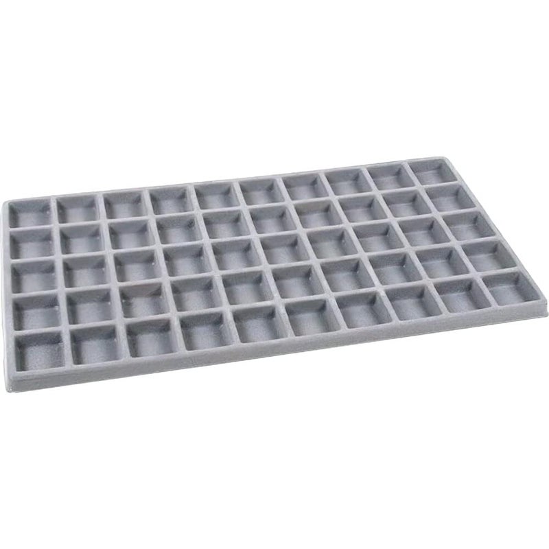 FindingKing 5 Gray 50 Slot Pendant Jewelry Showcase Display Tray Inserts, Each Compartment measures 1 1/8" x 1 1/4" (28 x 31 mm) - Image 2