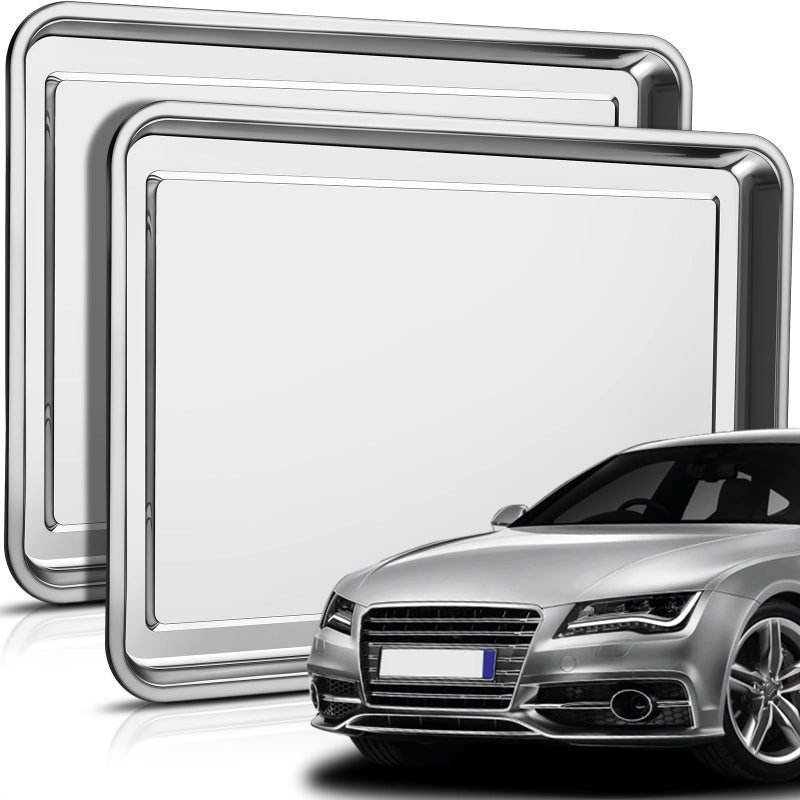 Datanly 2 Pcs Stainless Steel Oil Drip Pan for Under Car 2362 x 1575 Inch Automotive Oil Change Pan Silver Rust Resistant Motorcycle Drip Tray Replacement Tray for Garage Floor