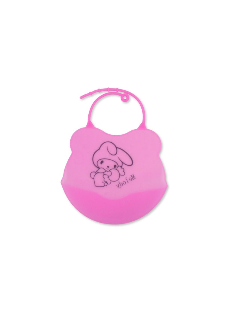 La Frutta Silicone Baby Bib with Pocket – Pink with Melody Print - Image 2