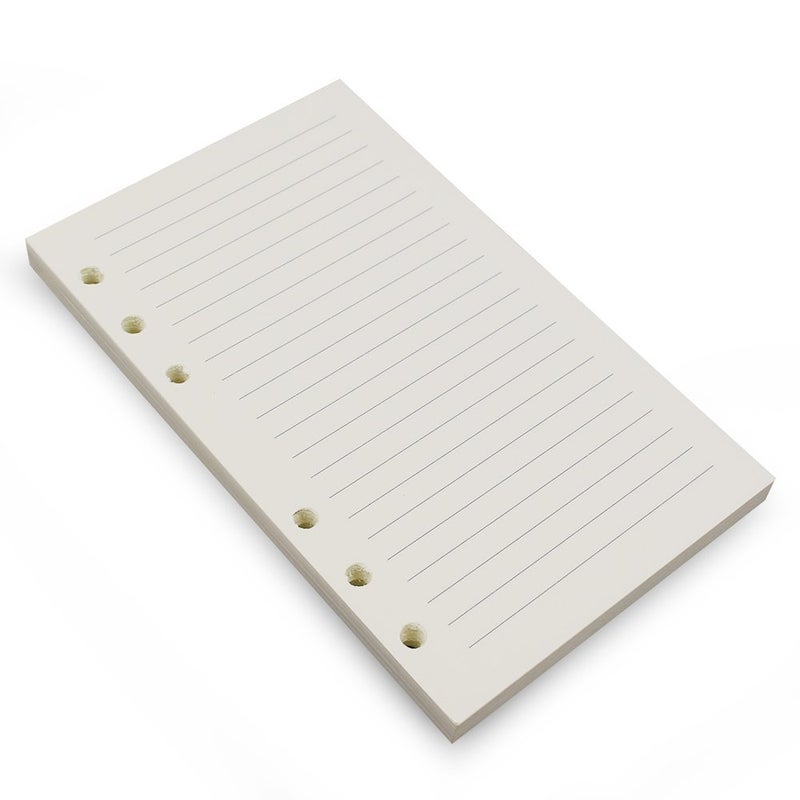 Tofun 6-Ring A6 Binder/Planner Refill Paper, 6 Hole,6 3/4 x 4 1/8 Inches Refillable White Paper for Loose Leaf Binder Notebook Diary Traveler Journal Inserts, 80 Sheets/160 Pages,Lined - Image 1