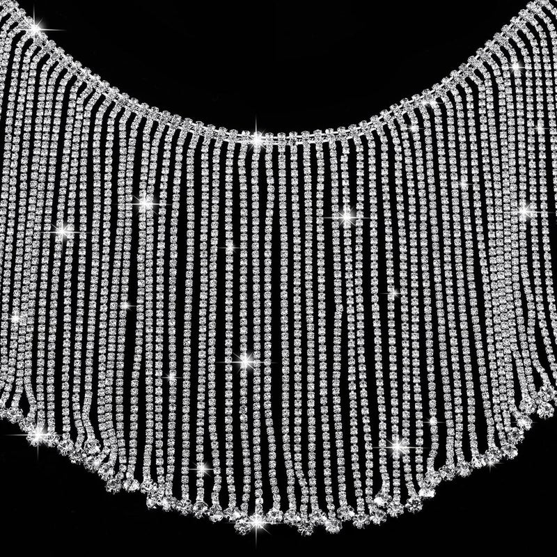 Sureio تقليم شرابة الكريستال المزخرف بسلسلة خرز الماس شرابة مزخرفة شريط كريستال للتطريز والحرف اليدوية لحفلات الزفاف وفستان العروس وحفلات DIY زينة 1 ياردة - Image 1