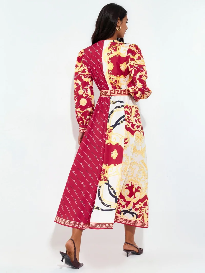 Jennyfer Printed Belted Maxi Dress