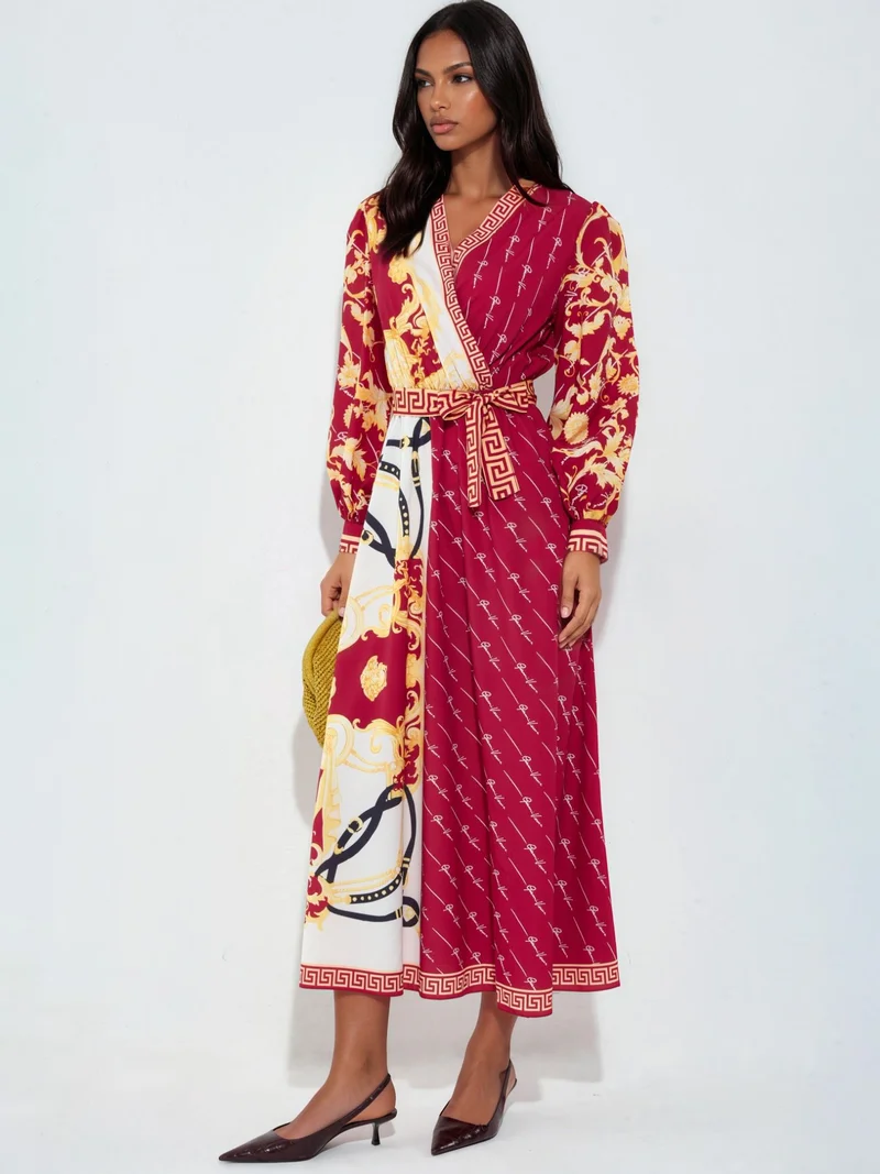 Jennyfer Printed Belted Maxi Dress