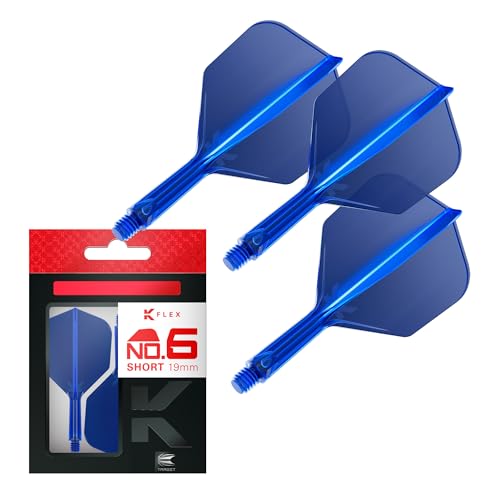 Target Darts K Flex Integrated Dart Flights and Shafts, No.6 Blue (Short) | Pack of 3 K-Flex - No6, Kflex All in One Moulded Dart Flight & Stem | Professional Dart Accessories - Image 1