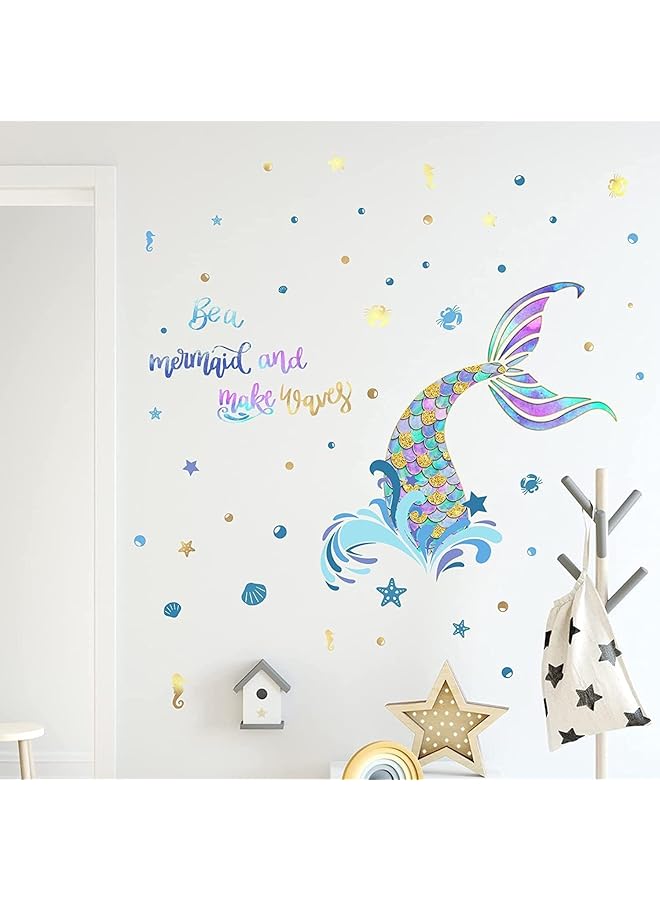 erorex Wall Decals Baby Nursery Girls Quotes Stickers Mermaid Tail Pattern Wall Stickers Living Room Bedroom Children'S Room Decorative Paintings - Image 4