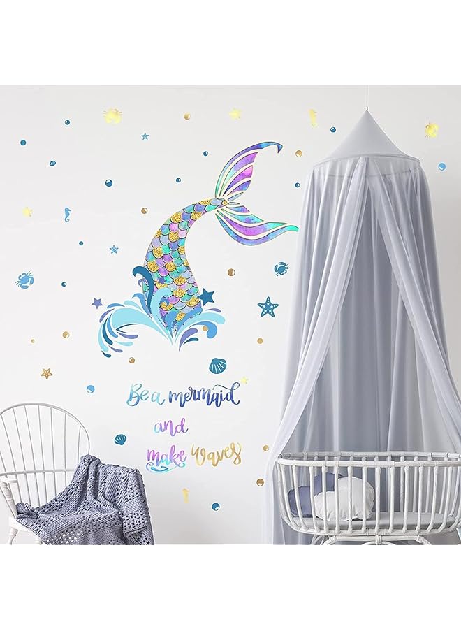 erorex Wall Decals Baby Nursery Girls Quotes Stickers Mermaid Tail Pattern Wall Stickers Living Room Bedroom Children'S Room Decorative Paintings - Image 5