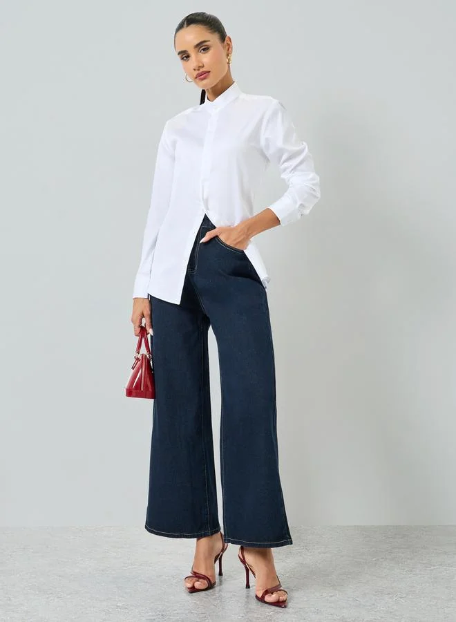 Styli White Button Long Sleeve Shirt