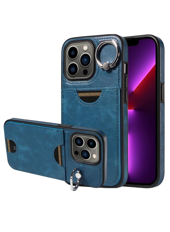 اس-توب جراب لهاتف iPhone 13 Pro مصنوع من جلد العجل مع حامل حلقي وفتحة للبطاقات - Image 1