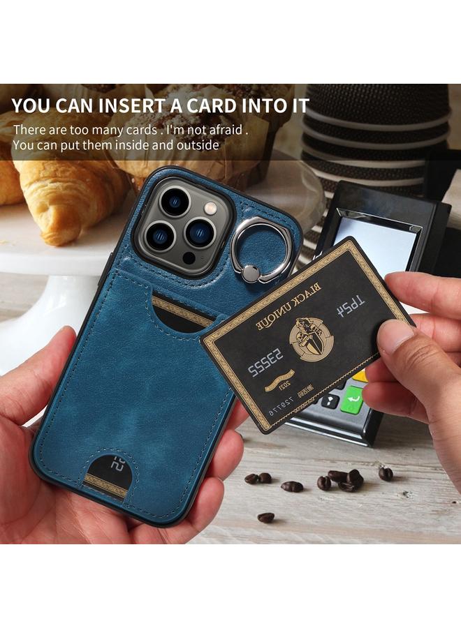 اس-توب جراب لهاتف iPhone 13 Pro مصنوع من جلد العجل مع حامل حلقي وفتحة للبطاقات - Image 5