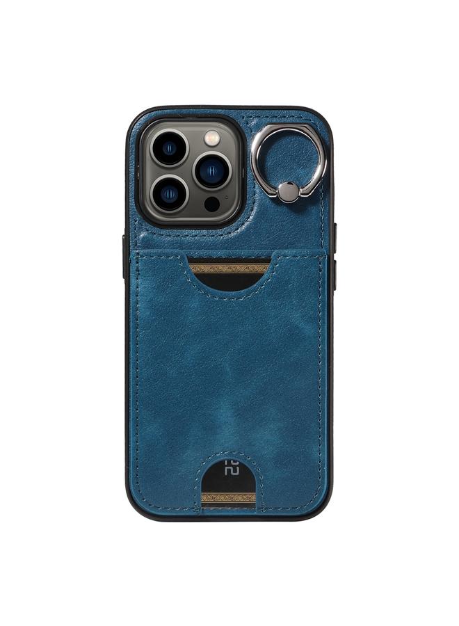 اس-توب جراب لهاتف iPhone 13 Pro مصنوع من جلد العجل مع حامل حلقي وفتحة للبطاقات - Image 2