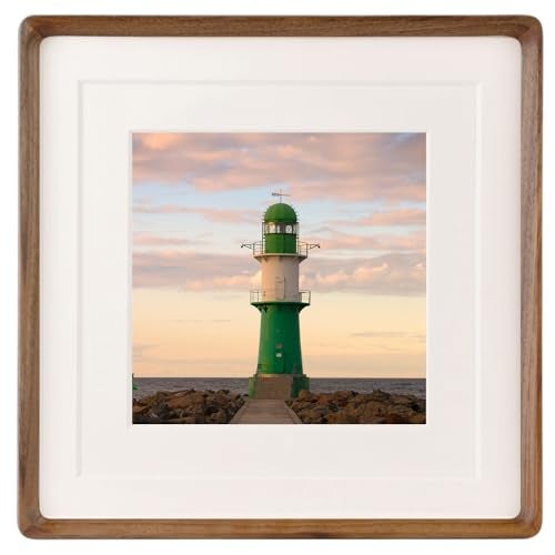 Zibrelte Natural 10x10 Picture Frame Wood with 6x6/8x8 Mat,Square Wall Photo Frames 10 by 10 Made of Solid Walnut Wood for Tabletop Gallery Wall Hanging - Image 1