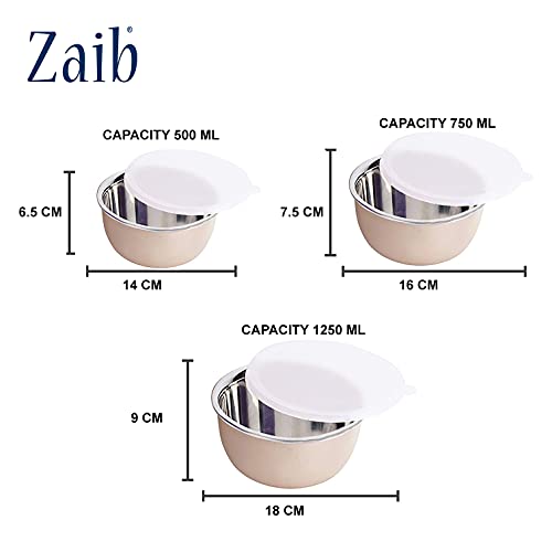 Zaib Stainless Steel Micrwoave Safe Containers with Lid for Kitchen Food Stroage | Euro Mixing Bowls (WL Sand Brown) - Image 3