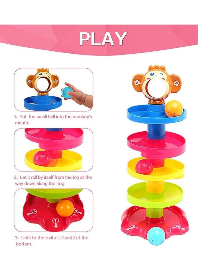 Goyal's - Monkey Roll Ball Drop Toy For Babies & Toddlers Heavy Plastic 5 Layer Tower Run With Swirling Ramps And 3 Rattle Balls Best For Early Education & Developmentmulticolour - Image 1