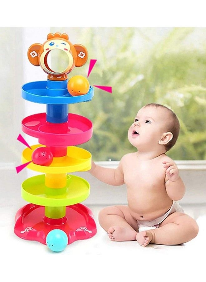 Goyal's - Monkey Roll Ball Drop Toy For Babies & Toddlers Heavy Plastic 5 Layer Tower Run With Swirling Ramps And 3 Rattle Balls Best For Early Education & Developmentmulticolour - Image 1