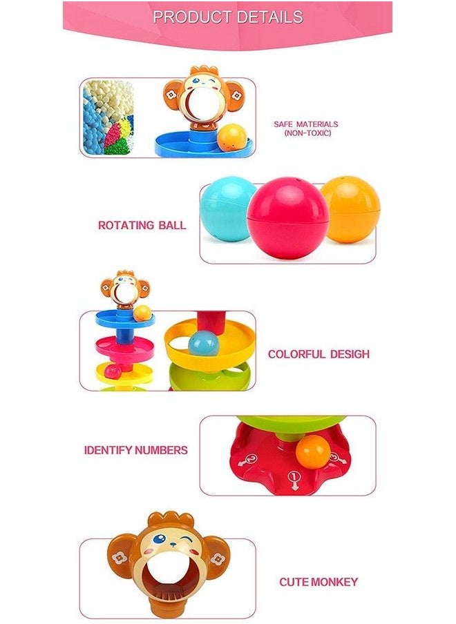 Goyal's - Monkey Roll Ball Drop Toy For Babies & Toddlers Heavy Plastic 5 Layer Tower Run With Swirling Ramps And 3 Rattle Balls Best For Early Education & Developmentmulticolour - Image 1