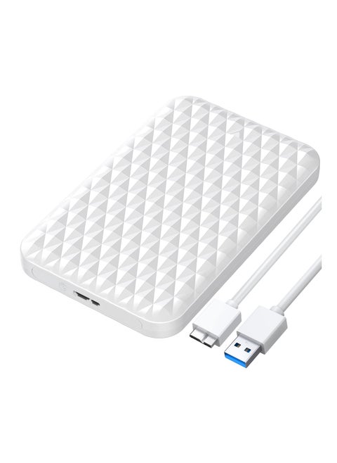 Hard Drive Enclosure 2.5 Inch, Sata to Usb 3.0 Hdd Enclosure for 7/9.5mm Ssd/Hdd Up To 6tb Tool-Free Support Uasp-2520u3-V1, Rate of Up to 5gbps. Compatible with Window/Mac/Linux(White)