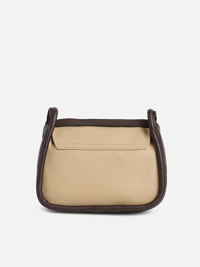 Haute Sauce Beige Solid Vegan Leather Sling Bag