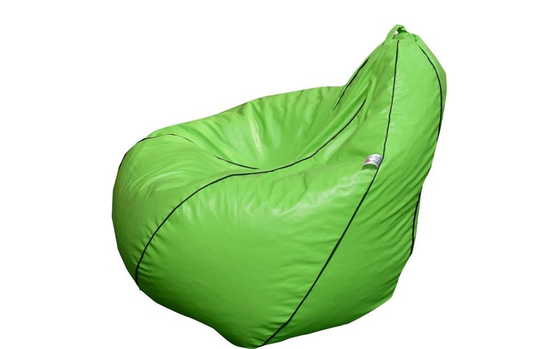 King Comfort Faux Leather Pipping Bean Bag Cover Without Beans Lounge Chair Cover for Home Office Bedroom Hall Tear Drop Shape Parrot Green Black Piping XXXXL - Image 1