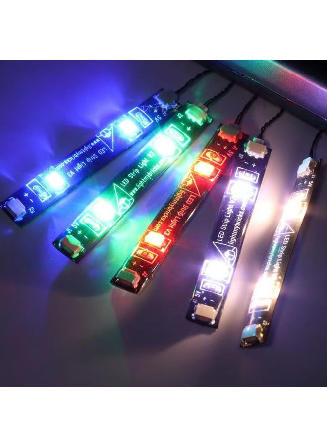 Compatible With Lego Building Blocks Lighting DIY Soft Light Bar Back Can Be Pasted Hand-made Car Model Gundam Light Bar-Color:Blue-Specifications:Always Bright - Image 1
