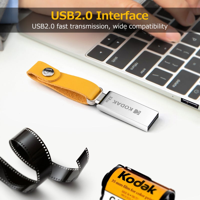 كوداك محرك أقراص فلاش USB المعدني المحمول Kodak K122 بسعة 128 جيجابايت USB 2.0 بنقل بيانات عالي السرعة - ذاكرة صغيرة مقاومة للماء للسيارات وأقلام التخزين - Image 3