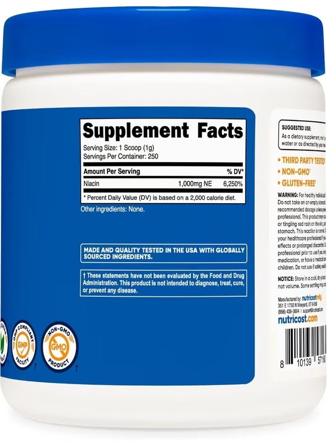 Nutricost, نياسين، بدون نكهة، 8.9 أونصة (250 جم) - Image 3