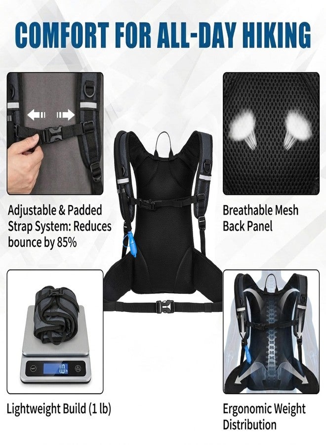 Miracol Hiking Hydration Backpack with Bladder: 2L Water Reservoir for 8H Hydration - Insulated Keep Water Cold 4 Hours - 15L Capacity & Adjustable Straps Comfortable for Day Hiking (Grey) - Image 4