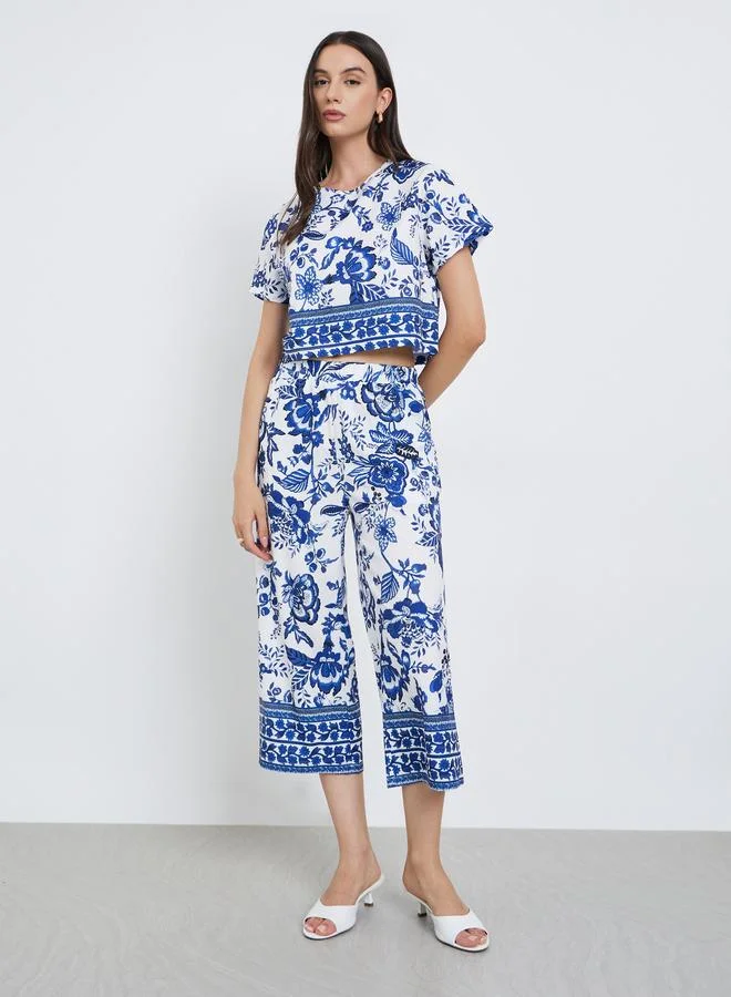 Take Two Take Two Allover Floral Printed Tops And Loose Pants Set
