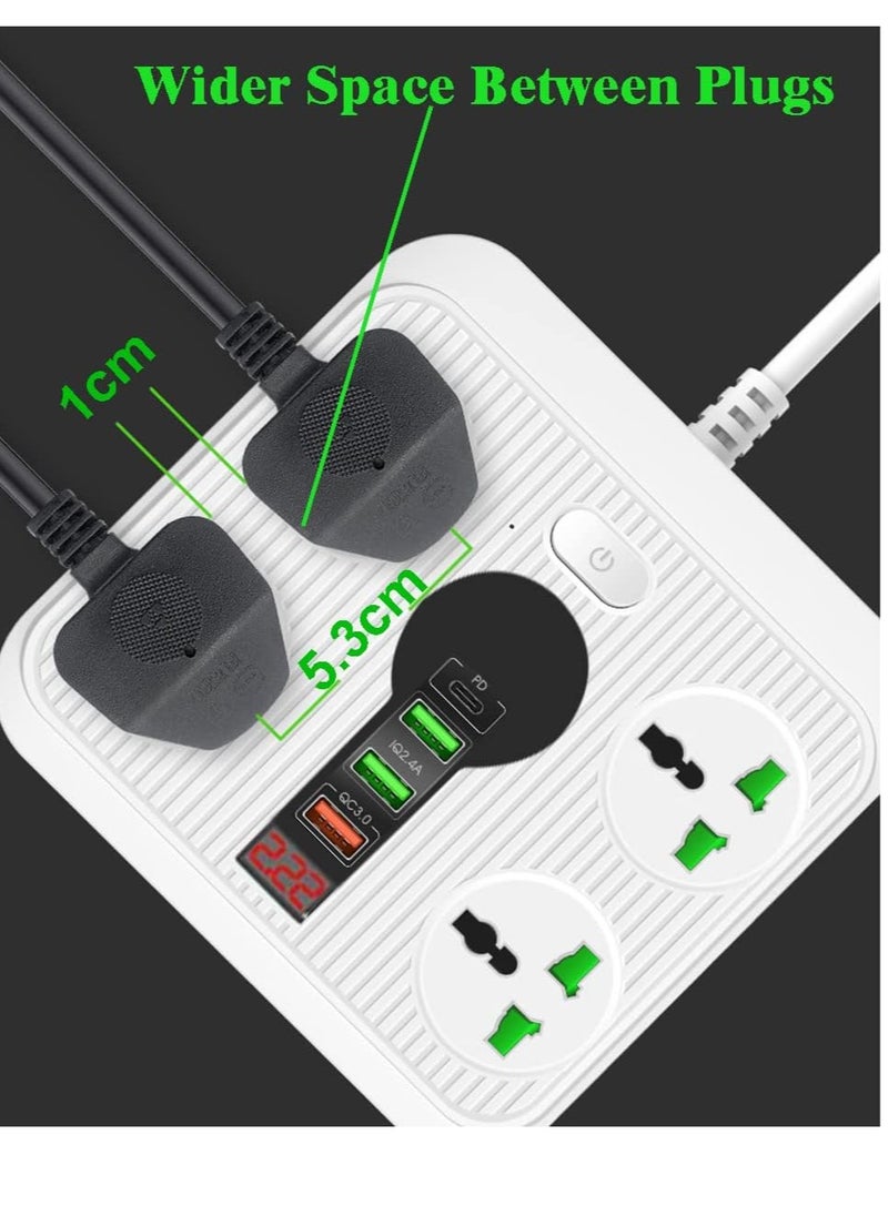 Generic Power Strip Surge Protector with USB - Extension Cord Flat Plug with Widely 4 AC Outlet and 3 USB 1 PD, LED Small Desktop Station with 6 ft Power Cord, Compact Socket for Travel, Home and Office  - Image 2