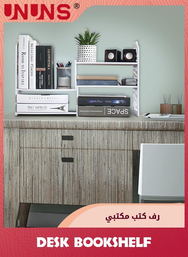 UNUNS Desktop Bookshelf,PVC Expandable Wood Desktop Bookshelf,Desktop Organizer Office Storage Rack,Free Style Rotation Display Shelf,Desk Top Shelfing,Home Decor - Image 5