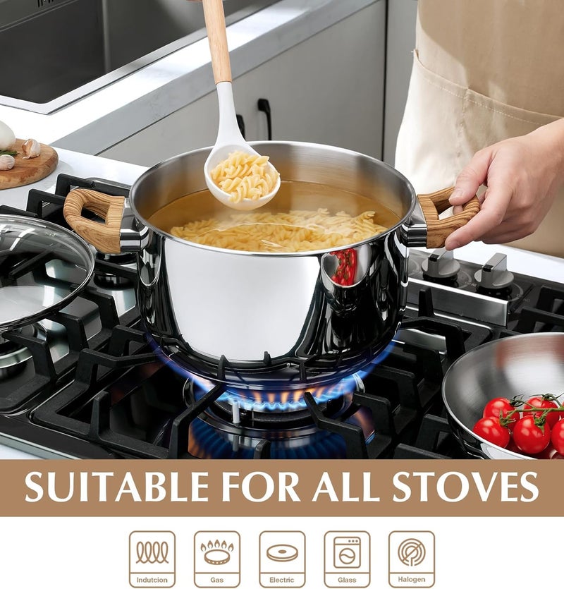 KOCH SYSTEME CS Stainless Steel Pot - 8 Quart Stainless Steel Stock Pot with Visible Lid, Steel Soup Pots with Heat-Resistant Bakelite Double Handle, Dishwasher Safe, Induction Compatible, 8QT - Image 3