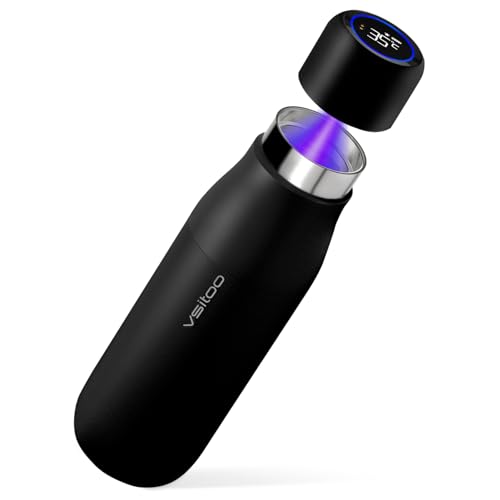 VSITOO 148oz Mini Smart SelfCleaning Water BottleSmall Insulated Stainless Steel Thermoses with AI SelfClean 30Day Battery Magnetic Charging for Travel Gym Office or Purse Black - Image 1