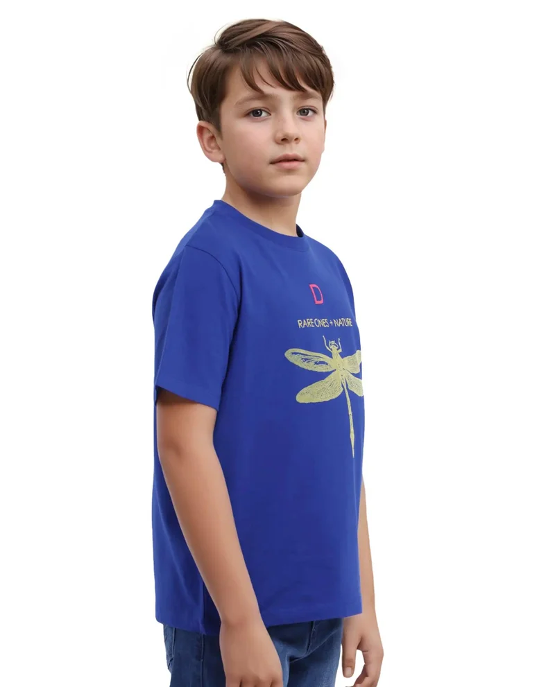 Rare Ones Rare Ones Kids Jos Blue Cotton Short Sleeve Regular Fit HD Placement Print T-Shirt