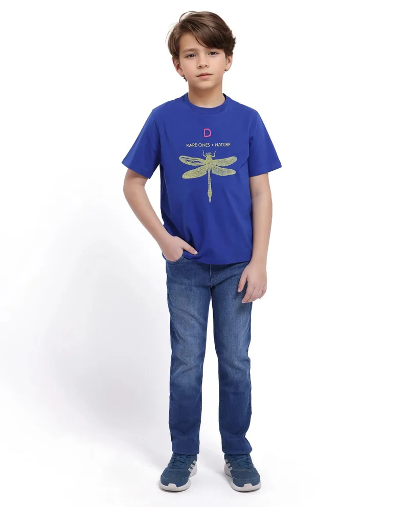 Rare Ones Rare Ones Kids Jos Blue Cotton Short Sleeve Regular Fit HD Placement Print T-Shirt