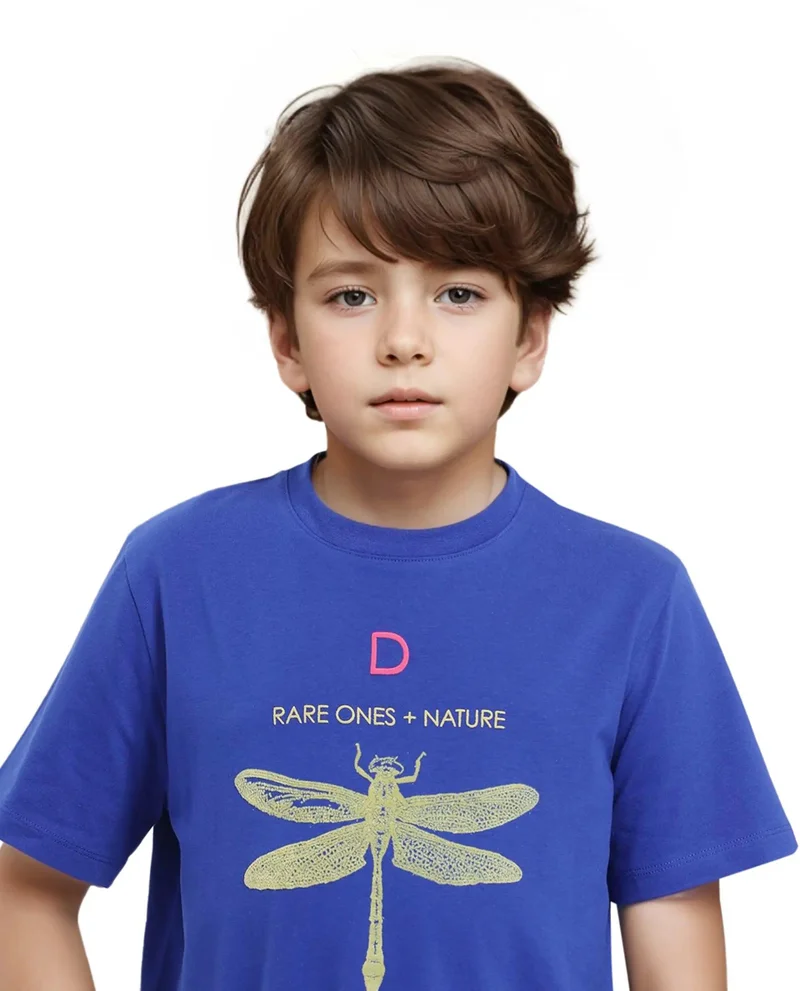 Rare Ones Rare Ones Kids Jos Blue Cotton Short Sleeve Regular Fit HD Placement Print T-Shirt
