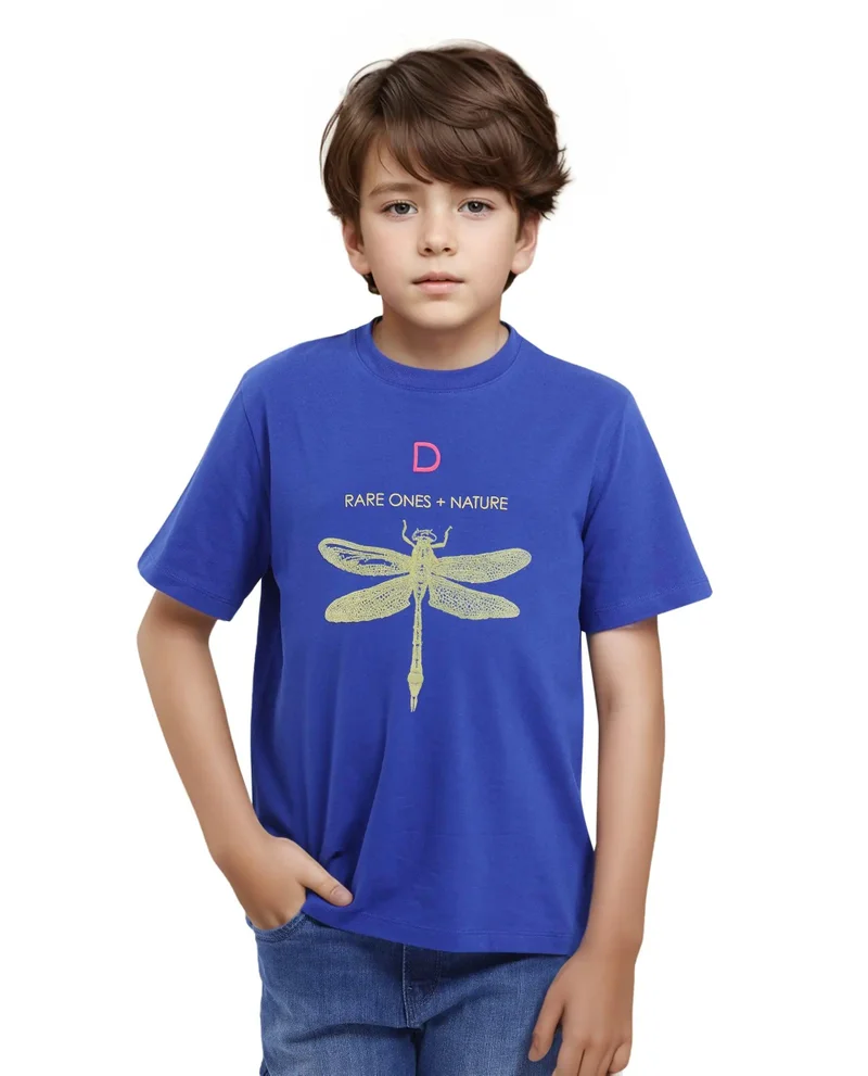 Rare Ones Rare Ones Kids Jos Blue Cotton Short Sleeve Regular Fit HD Placement Print T-Shirt