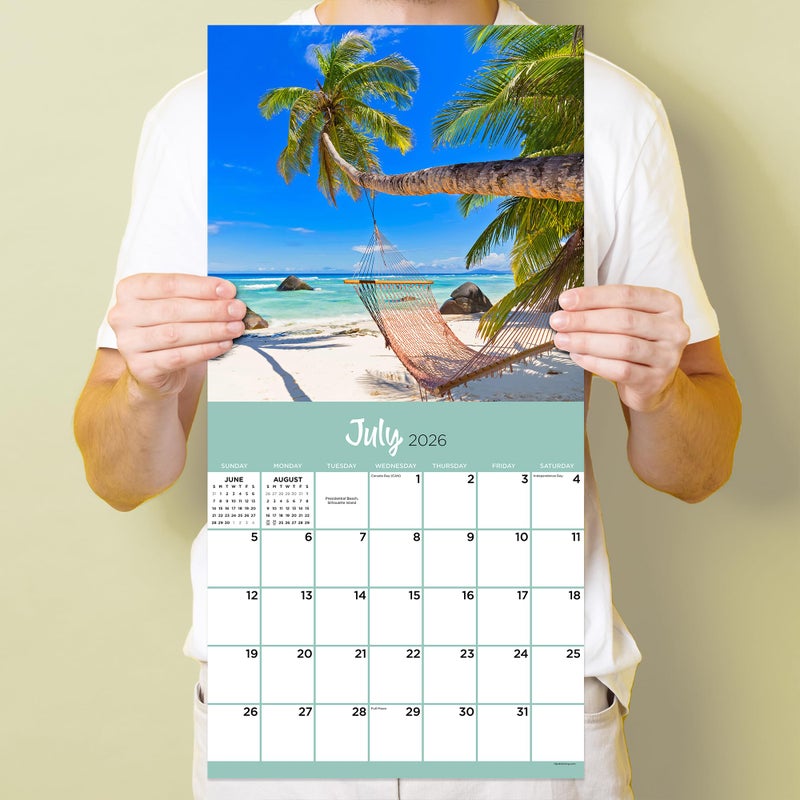 TF Publishing 2026 Tropical Escapes Wall Calendar - Large Grids for Appointments and Scheduling - Vertical Monthly Wall Calendar 2026 w/Premium Gloss Paper for Home and Office Organization - 12x12in - Image 5