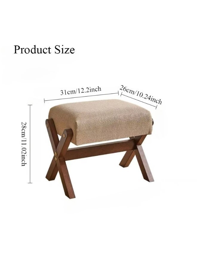 مقعد تغيير الأحذية من الخشب الصلب، مقعد منخفض لتغيير الأحذية، مناسب لمدخل المنزل، طاولة قهوة لغرفة المعيشة، مقعد أريكة (الحجم: 32*26*27 سم) - Image 4