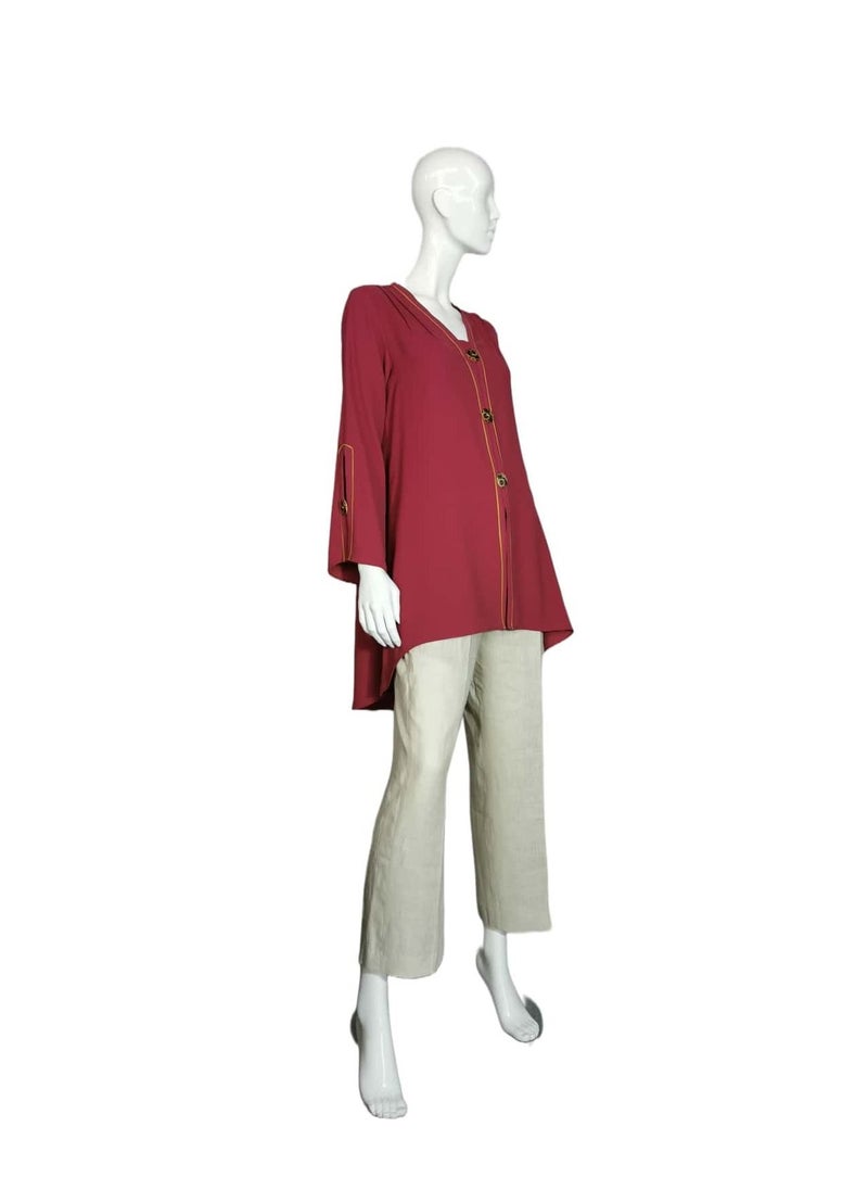 Sana'a Kayum - Cherry Vintage Pink Tent Styled Tunic With Bell Shaped Sleeve By Sanaa Kayum - Image 1