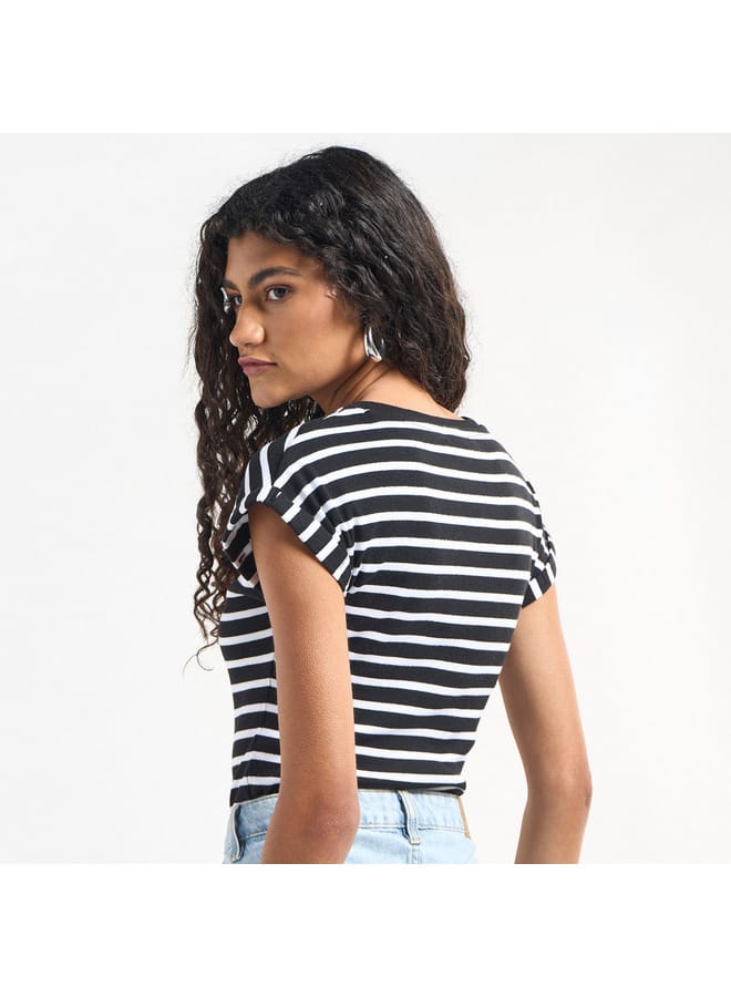 Splash FAV Striped Crew Neck Bodysuit with Extended Sleeves  - Image 3