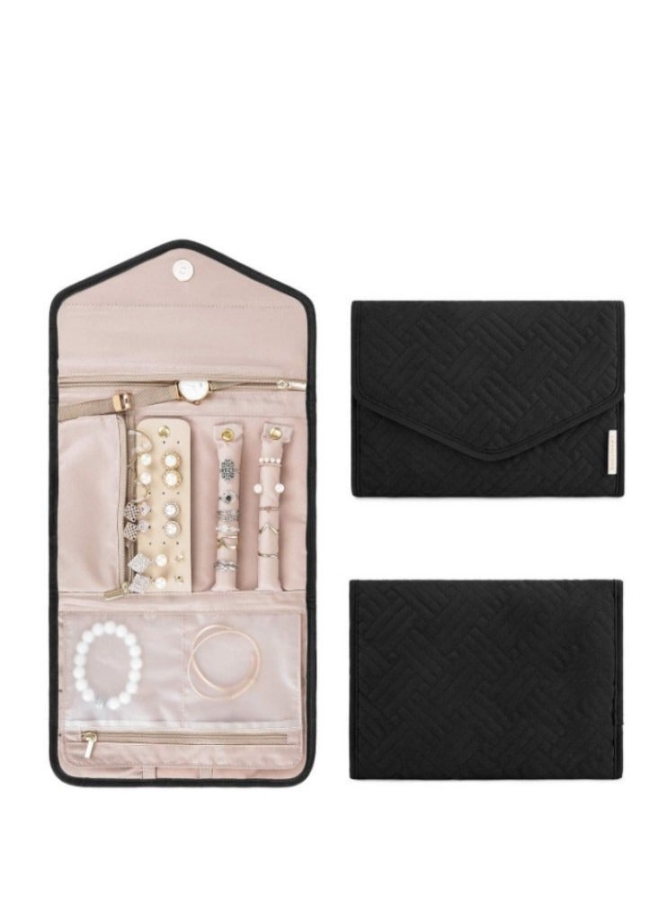 Captaintech Fur Jewelry Storage Roll, Travel Folding Portable Jewelry Bag, Earrings Earrings Jewelry Storage Bag - Image 1