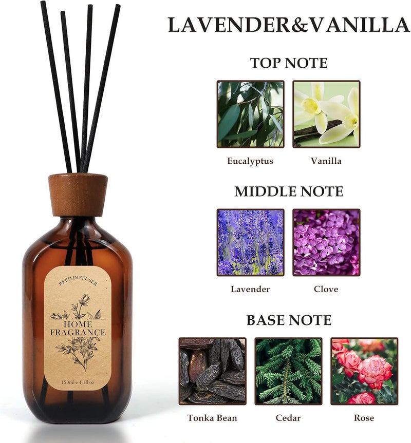 اس تي ار ان مجموعة ناشر القصب ، برائحة اللافندر والفانيليا، زجاج وخشب، 120 مل (4.1 أونصة)، مدة تشغيل 70 يومًا، أبيض، أسطواني، للغرف متوسطة الحجم - Image 2