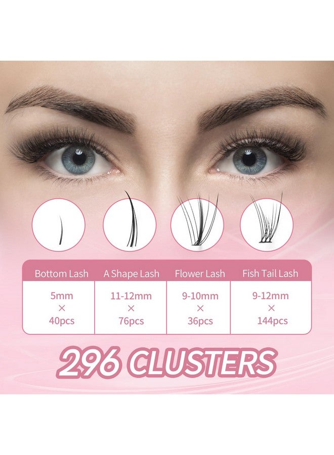 MLEN DIARY Manga Individual Lashes 296 Clusters Lashes 9 13Mm Individual Lashes Natural Look Diy Eyelash Extension Kit With Glue - Image 5