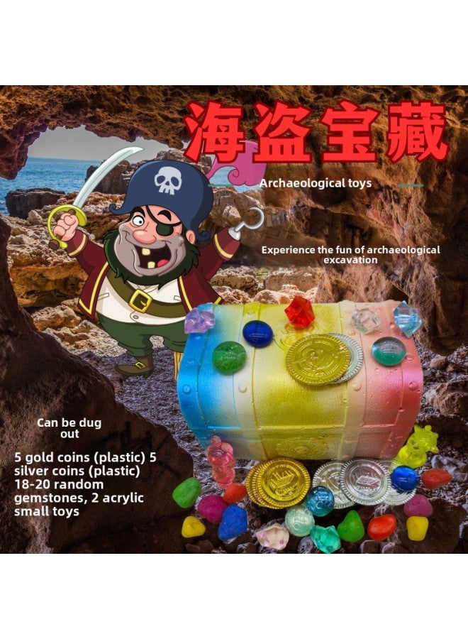 Fun Puzzle Archaeological Excavation Toys Children's Blind Box Handmade Gem Toys Stereo Ornaments Wholesale-Color:Pirate Treasure To Send Digging Tools - Image 1