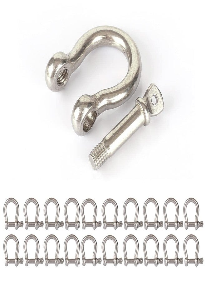 Yision 20pcs 1/4 Inch Screw Pin Anchor Shackle, M6 6mm Stainless Steel Heavy Duty Bow Shape Load Clamp for Chains Wirerope Lifting Paracord Outdoor Camping Survival Rope Bracelets - Image 1