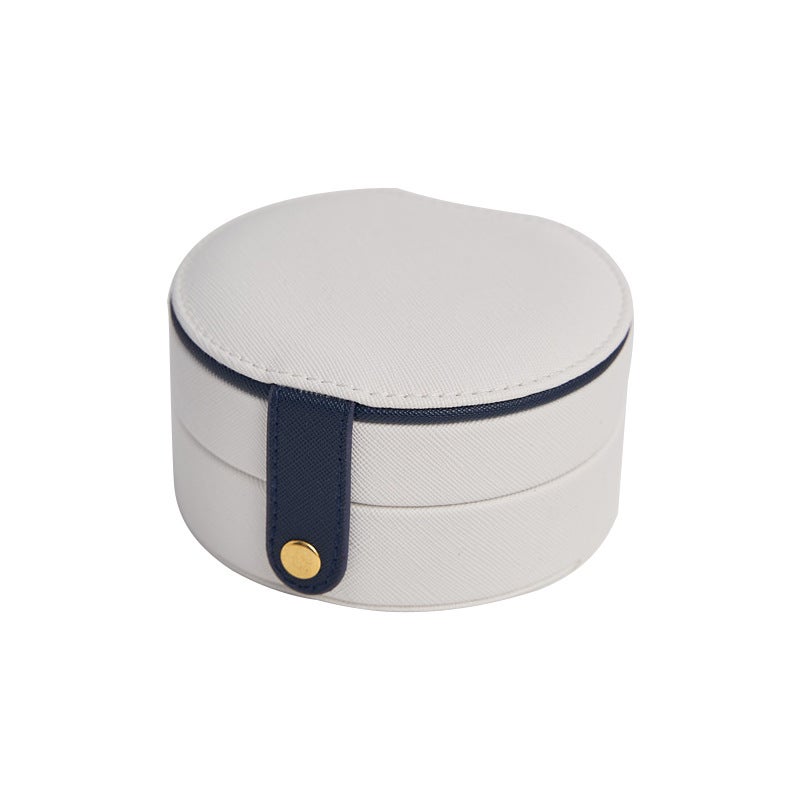 PU Leather Jewelry Box Leather Organizer Multi Layer Portable Rings and Earrings Organizer 11 x 11 x 5.8 cm White - Image 1